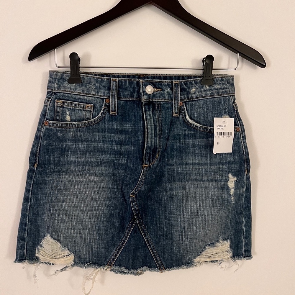 Joe's Jeans NWT High Rise Drexel Mini Denim Distressed Jean Skirt Size 25 - Picture 1 of 5